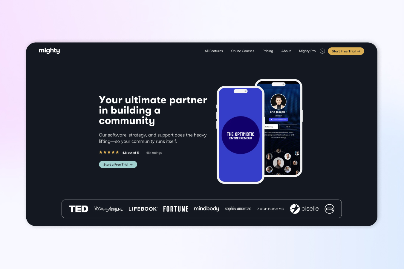 landing page for mighty networks