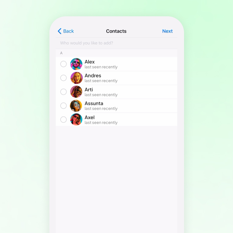 add contacts to telegram channel